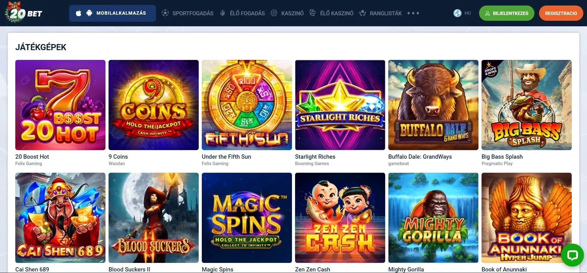 20Bet játékok