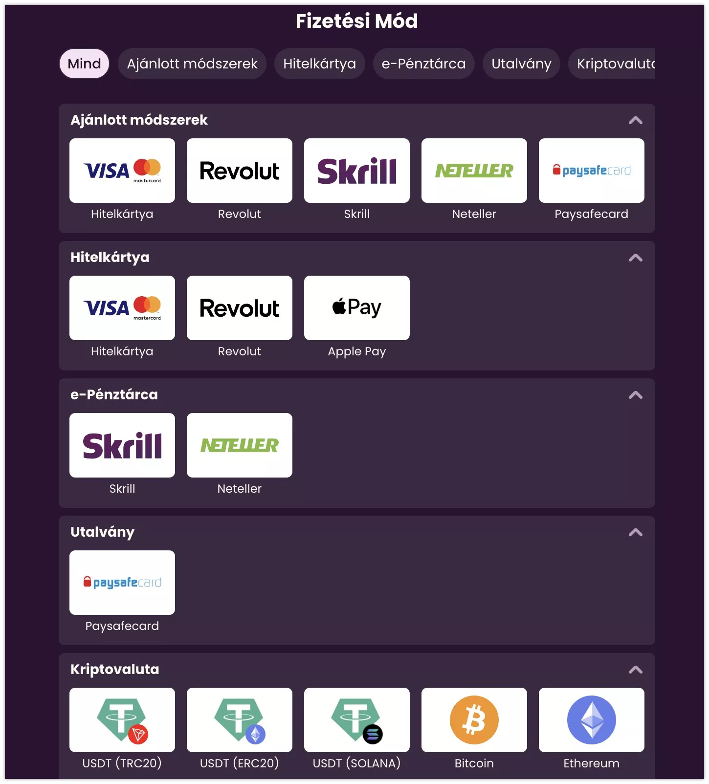 Befizetési és kifizetési módszerek a Bizzo kaszinóban