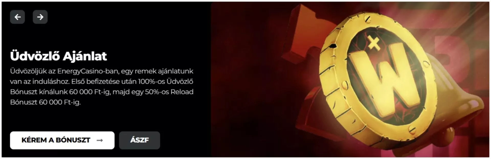 Energy Casino Üdvözlő Bónusz