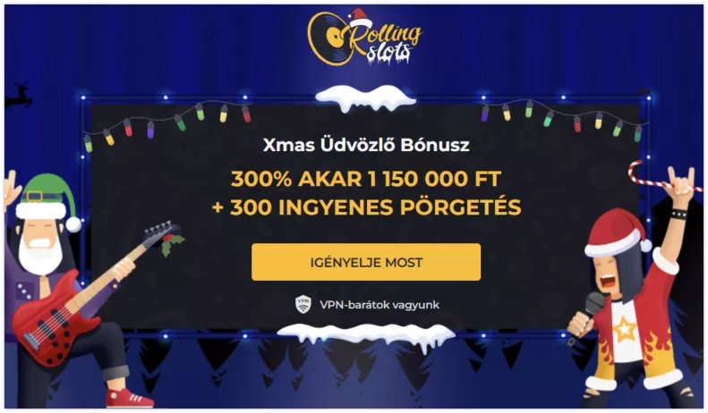 Rolling Slots üdvözlő bónusz