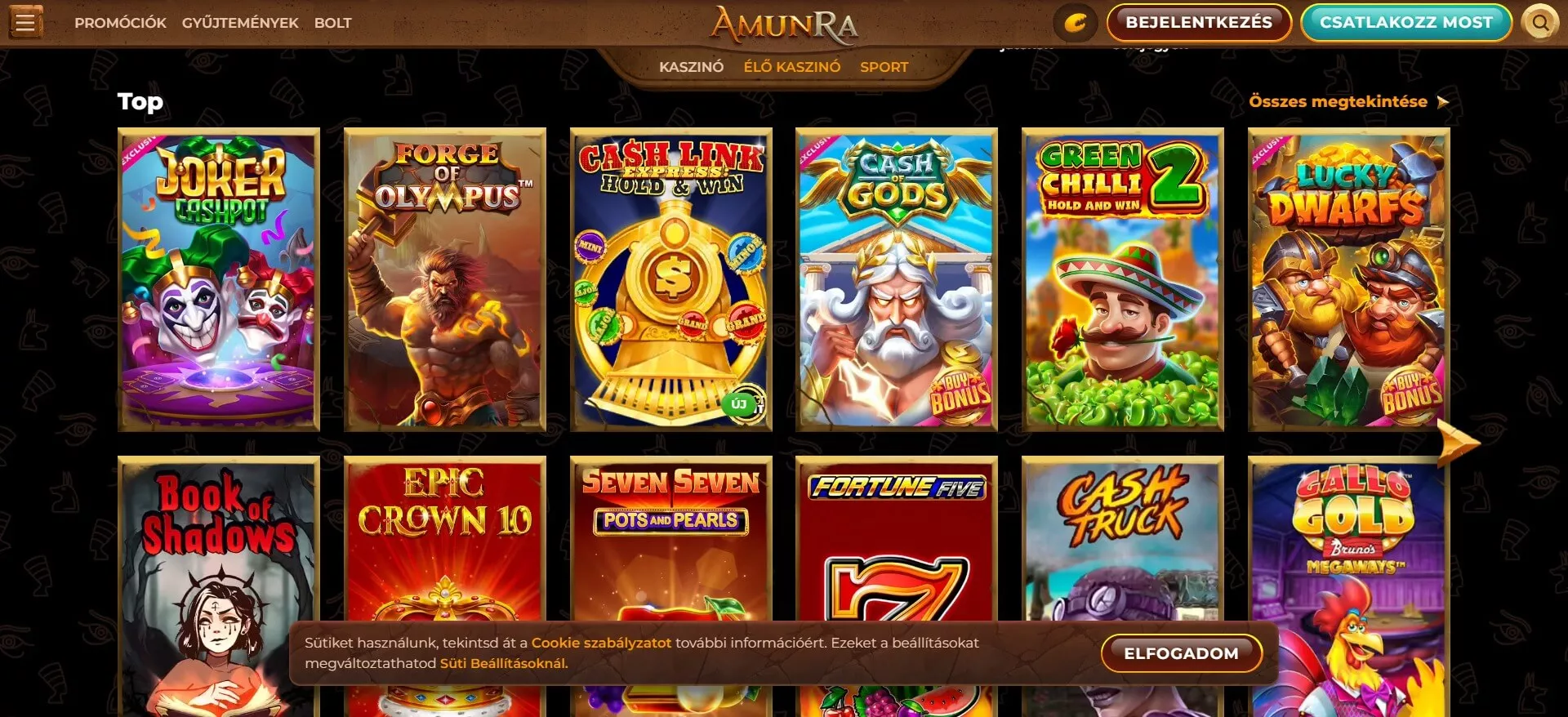 AmunRa top kaszinó játékok