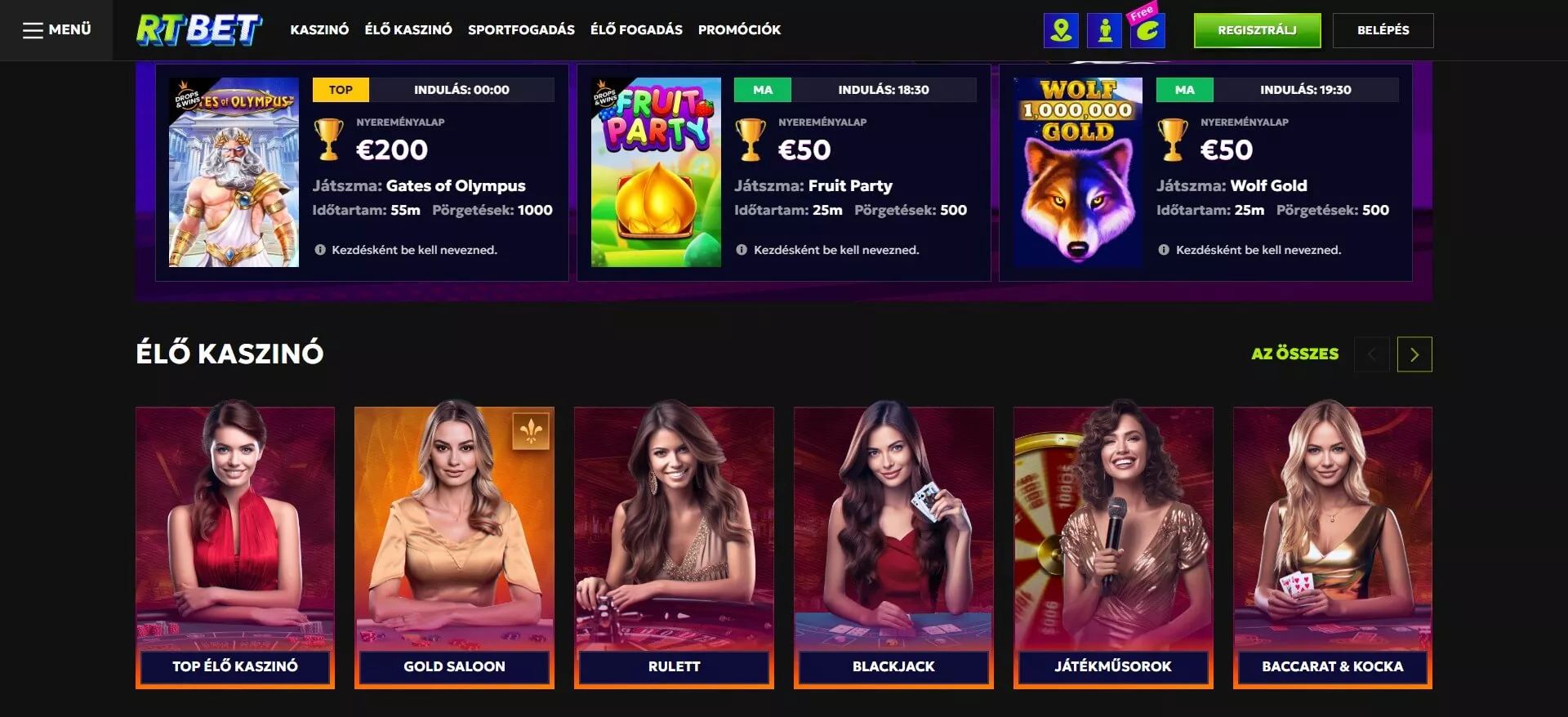 Rtbet élő kaszinó játékok