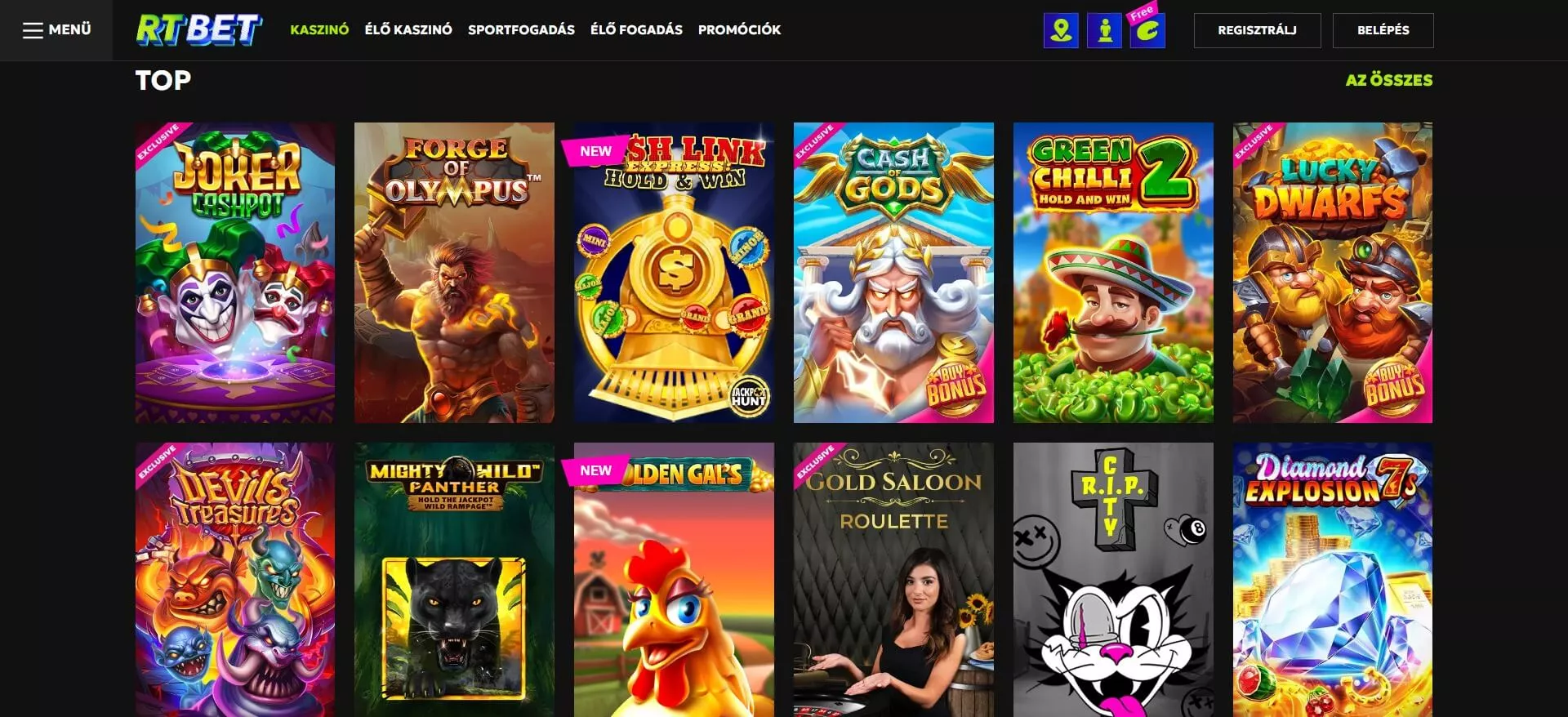Rtbet top játékok