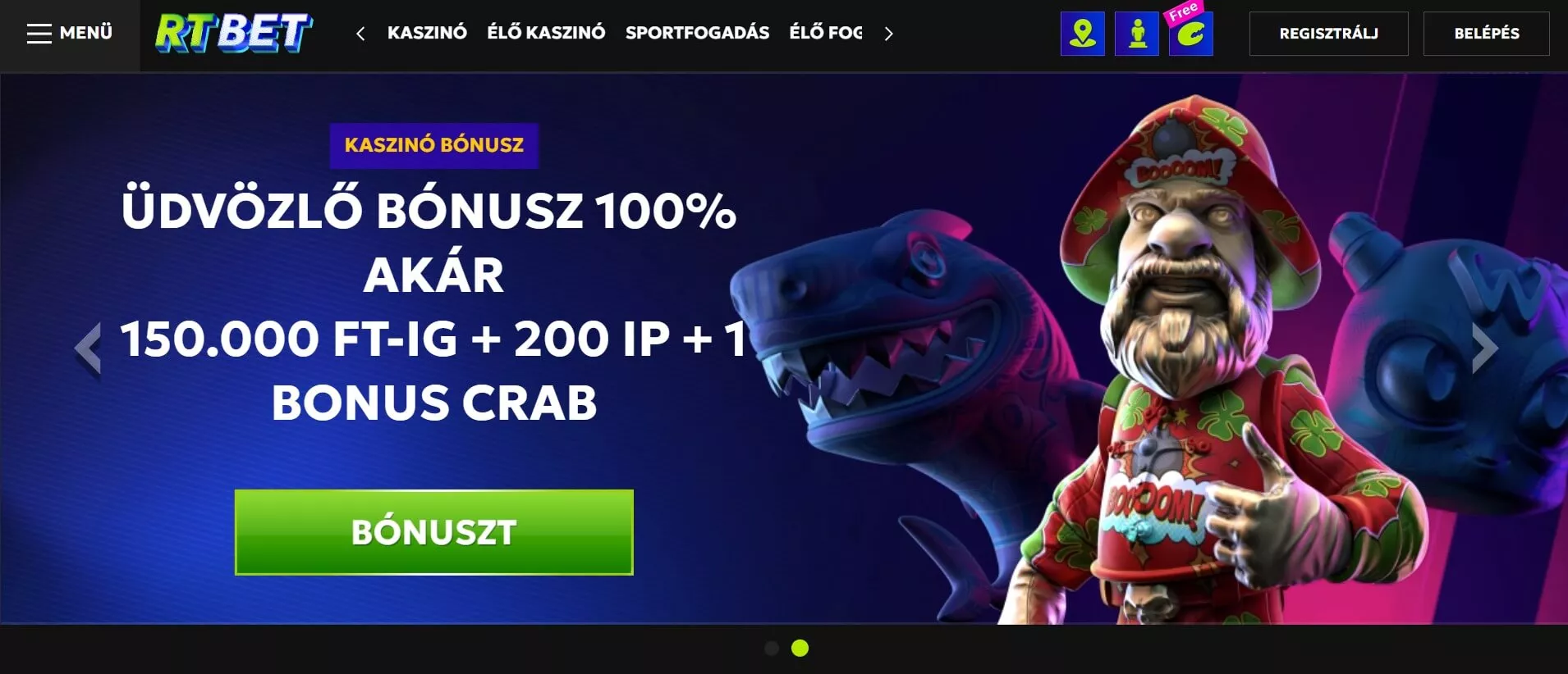 Rtbet kaszinó üdvözlő bónusz