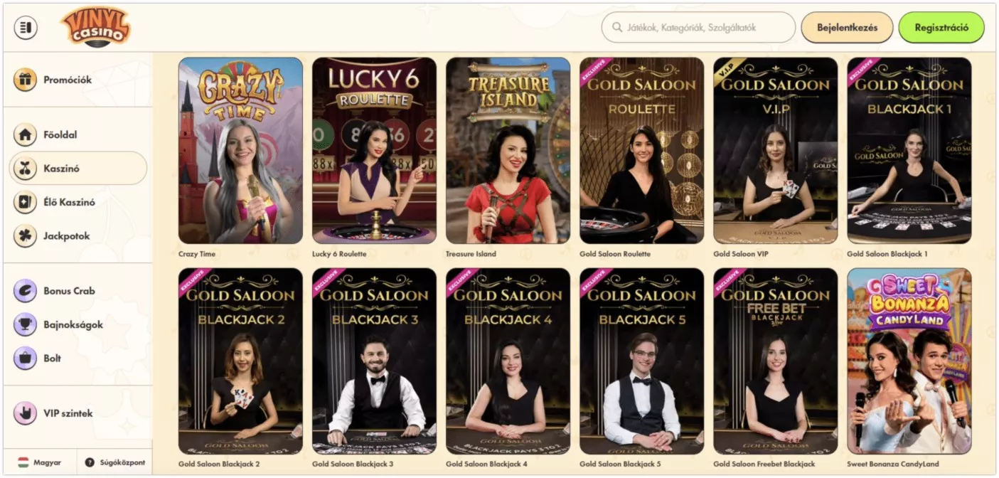 Élő kaszinó a Vinyl casino